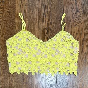 Lovers + Friends Yellow Crochet Lace Camisole